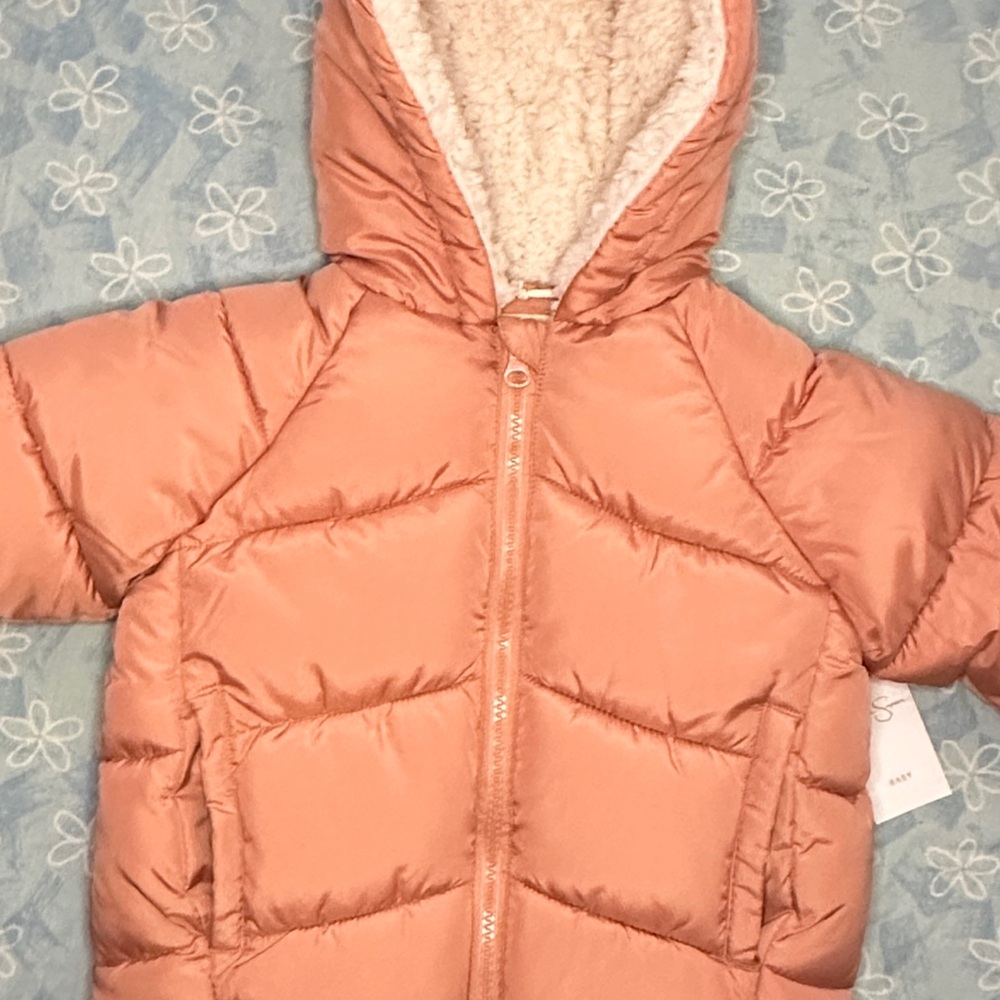 SOLD OUT! Jessica Simpson size 18mo Puffer Jacket Hooded Dusty Rose - Picture 2 of 3